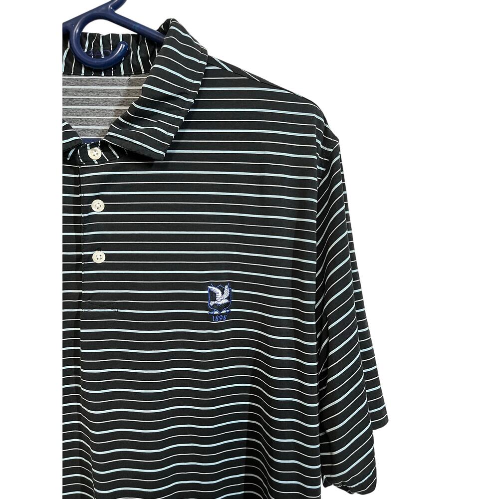 B. Draddy Sport Performance Golf Polo Blue Stripe Casual Active XL.